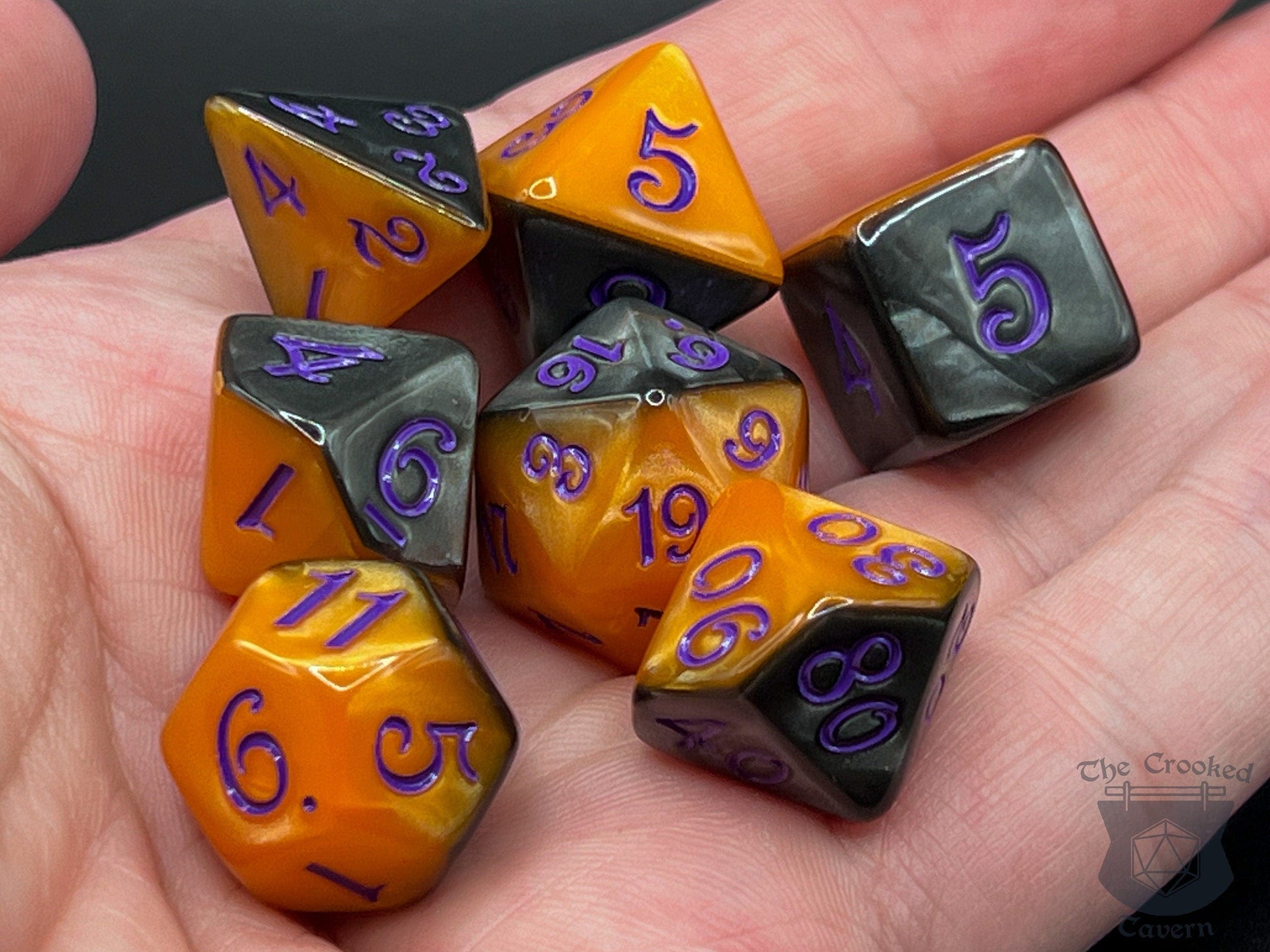 The Crooked Tavern Fright Night RPG Dice Set | Two-Toned Halloween Themed Dice Set