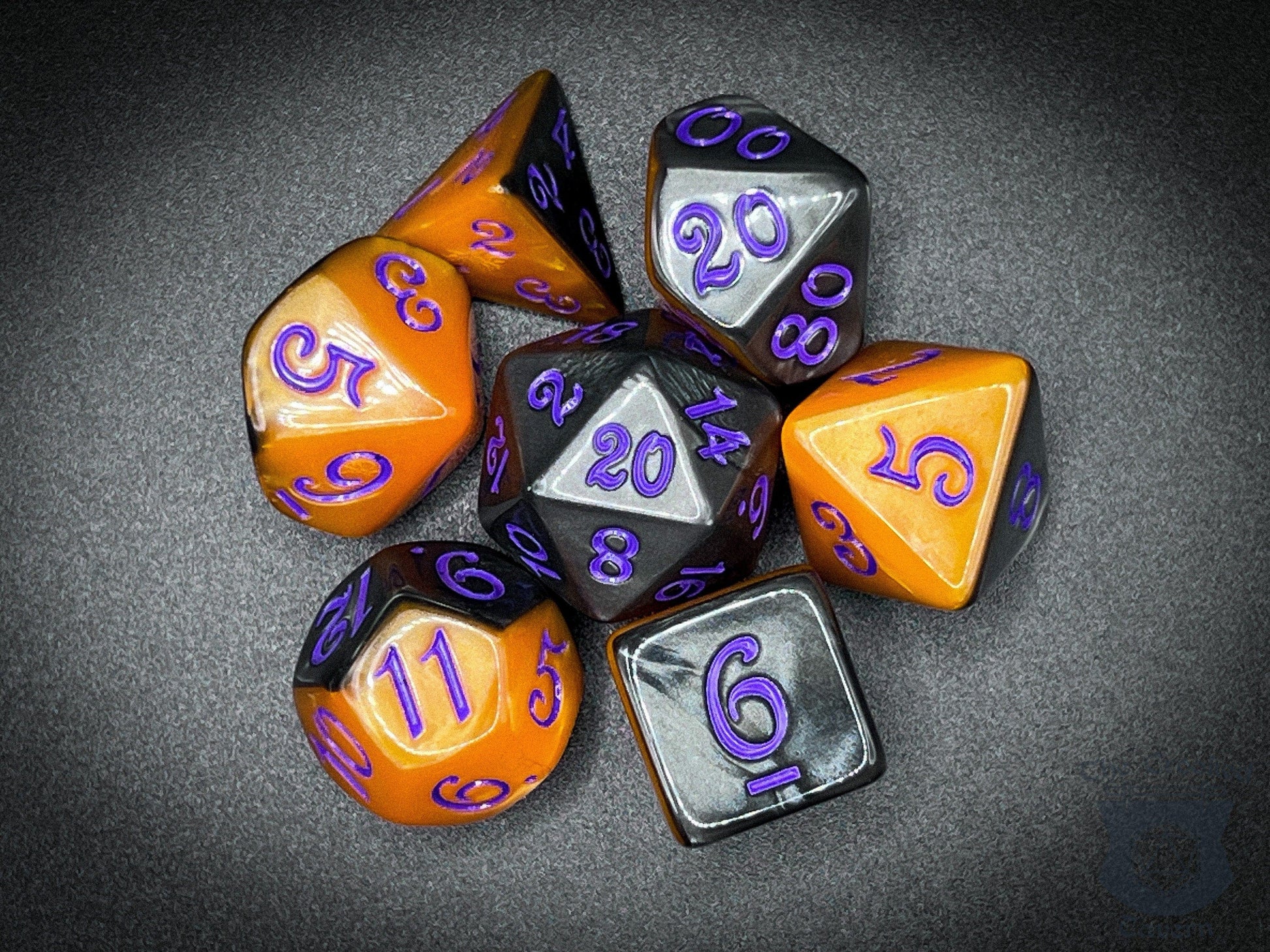 The Crooked Tavern Fright Night RPG Dice Set | Two-Toned Halloween Themed Dice Set