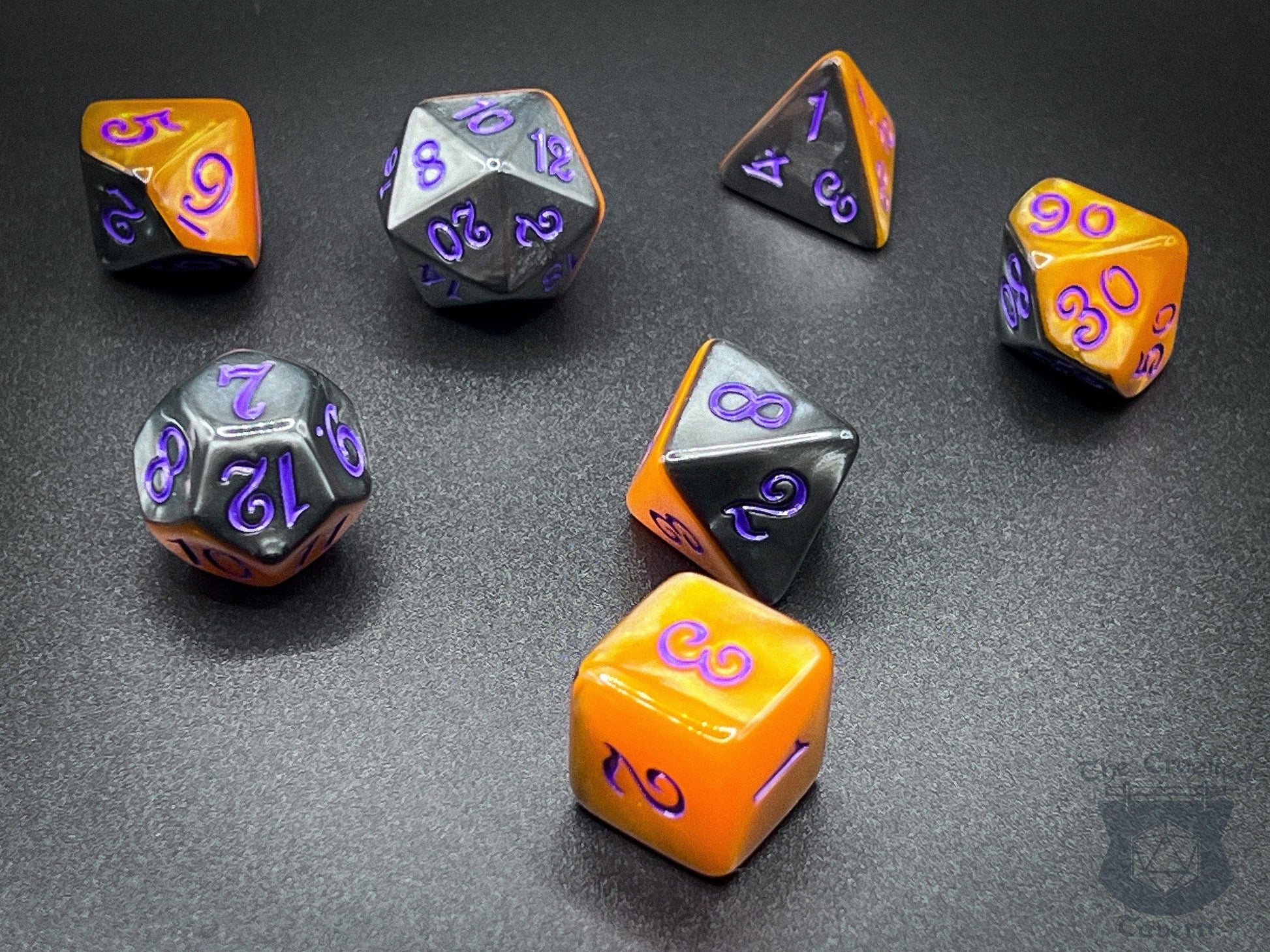 The Crooked Tavern Fright Night RPG Dice Set | Two-Toned Halloween Themed Dice Set