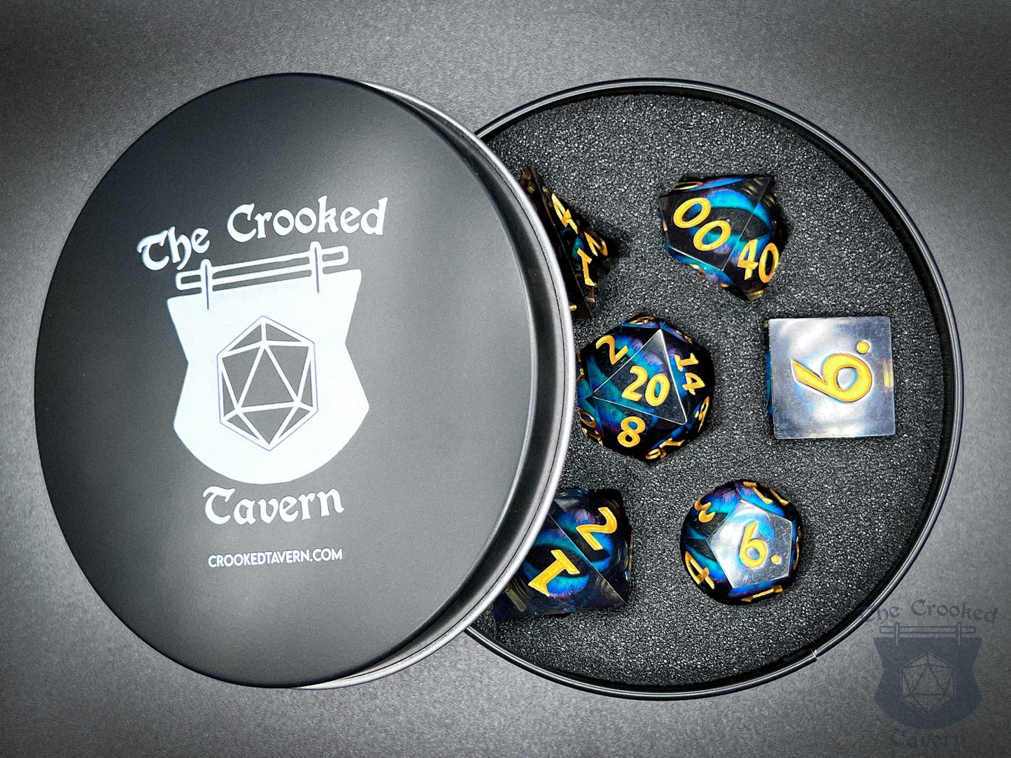 The Crooked Tavern Handmade Dice Sets Floating Eye Liquid Core Dnd Dice Set | Dungeons and Dragons | Dark/Blue/Purple