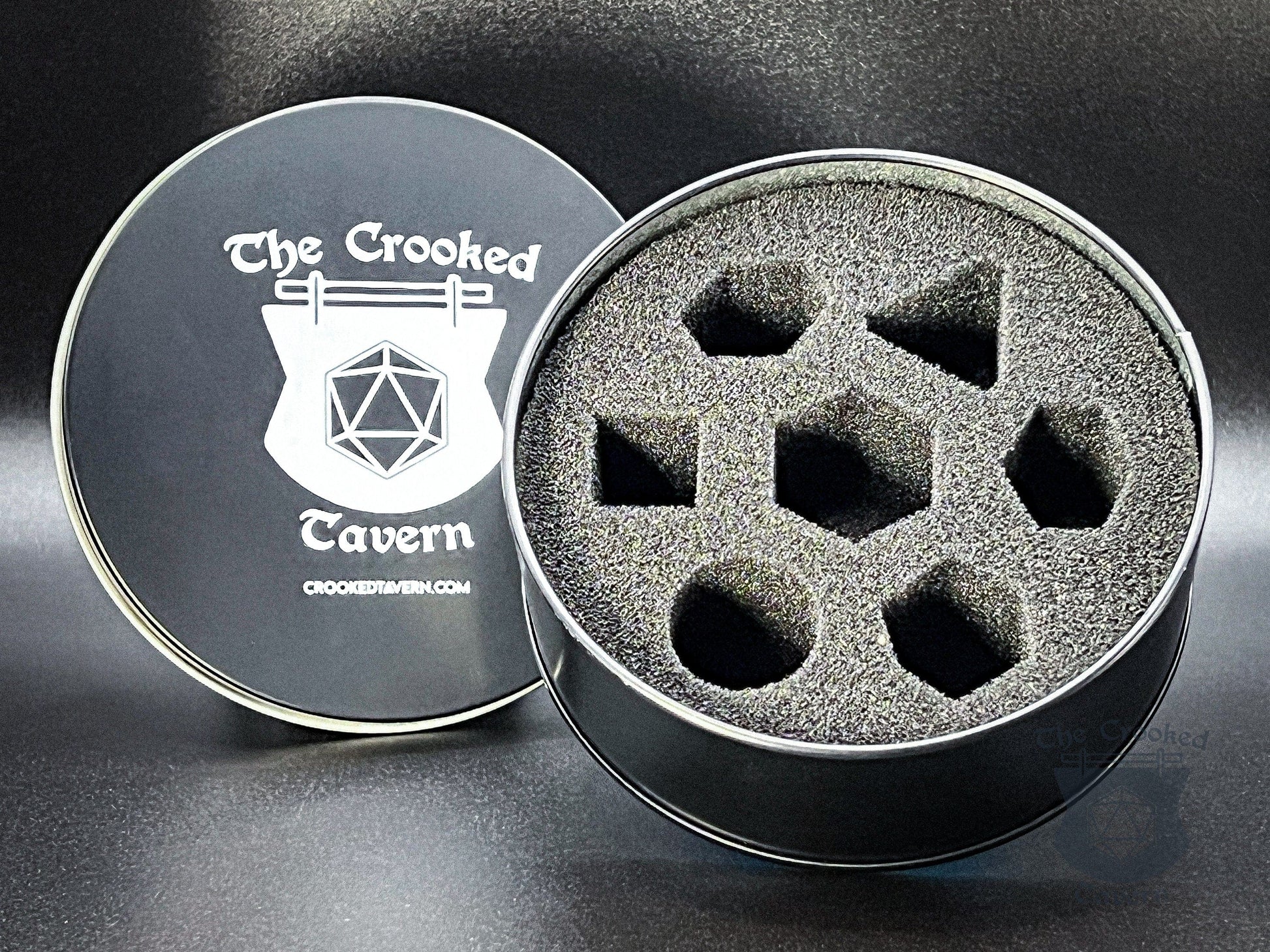The Crooked Tavern Metal Dice Sets Arcane Knot Metal DnD Dice Set | Crackling Purple