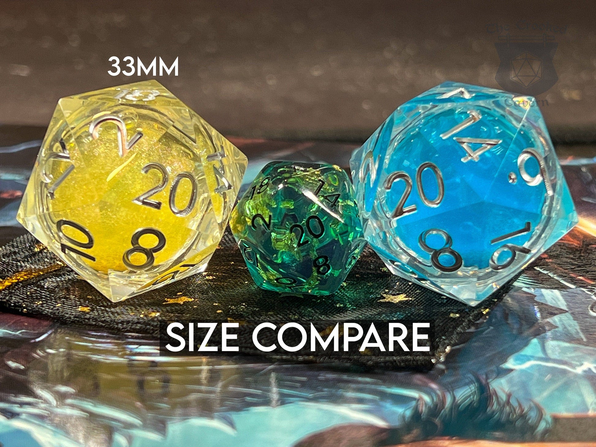 The Crooked Tavern Blue Large Liquid Core D20 | D20 TTRPG Polyhedral Dice | 33mm Oversized Liquid Core D20