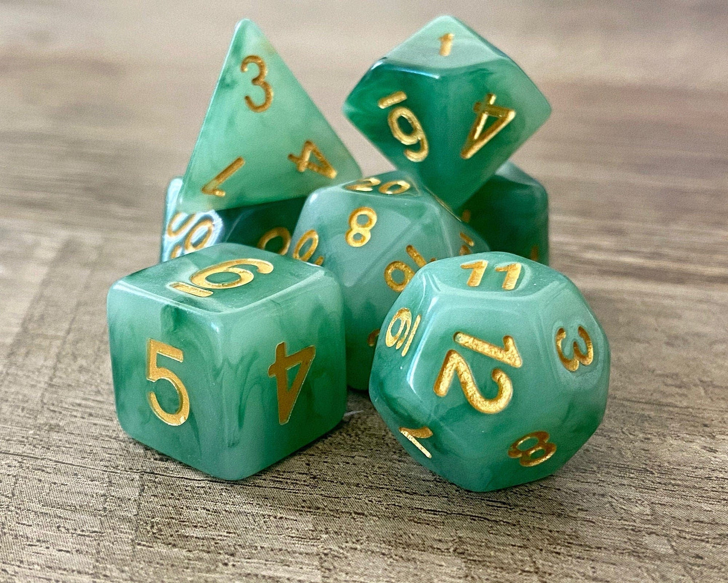 The Crooked Tavern Dice Sets Ancient Jade RPG Dice Set | Faux Jade Finish!