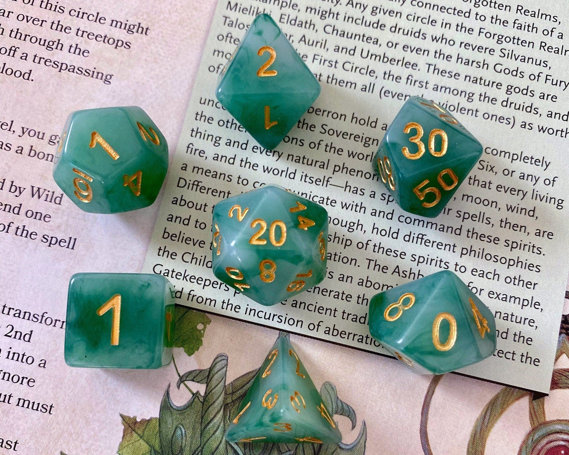 The Crooked Tavern Dice Sets Ancient Jade RPG Dice Set | Faux Jade Finish!