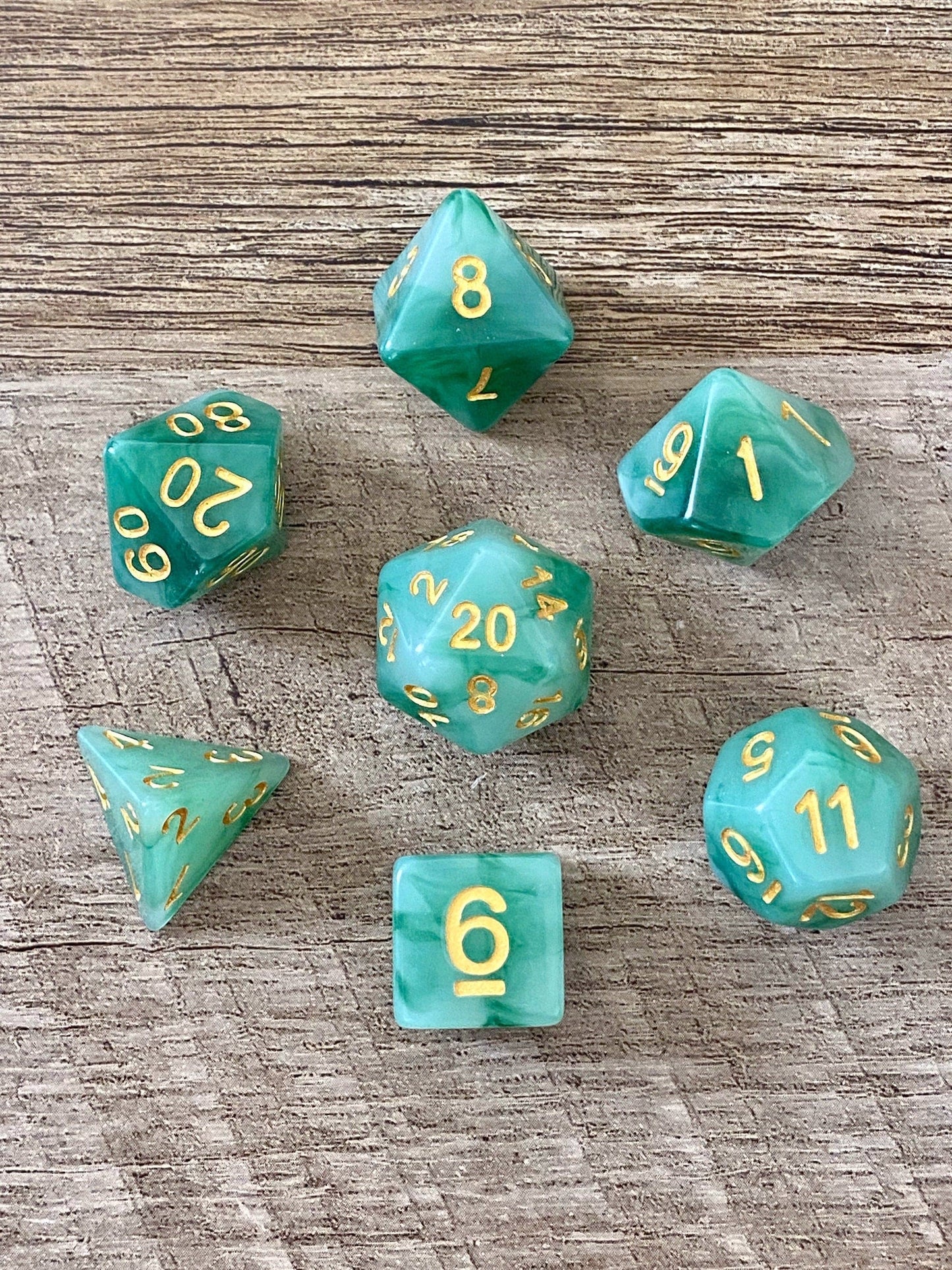 The Crooked Tavern Dice Sets Ancient Jade RPG Dice Set | Faux Jade Finish!