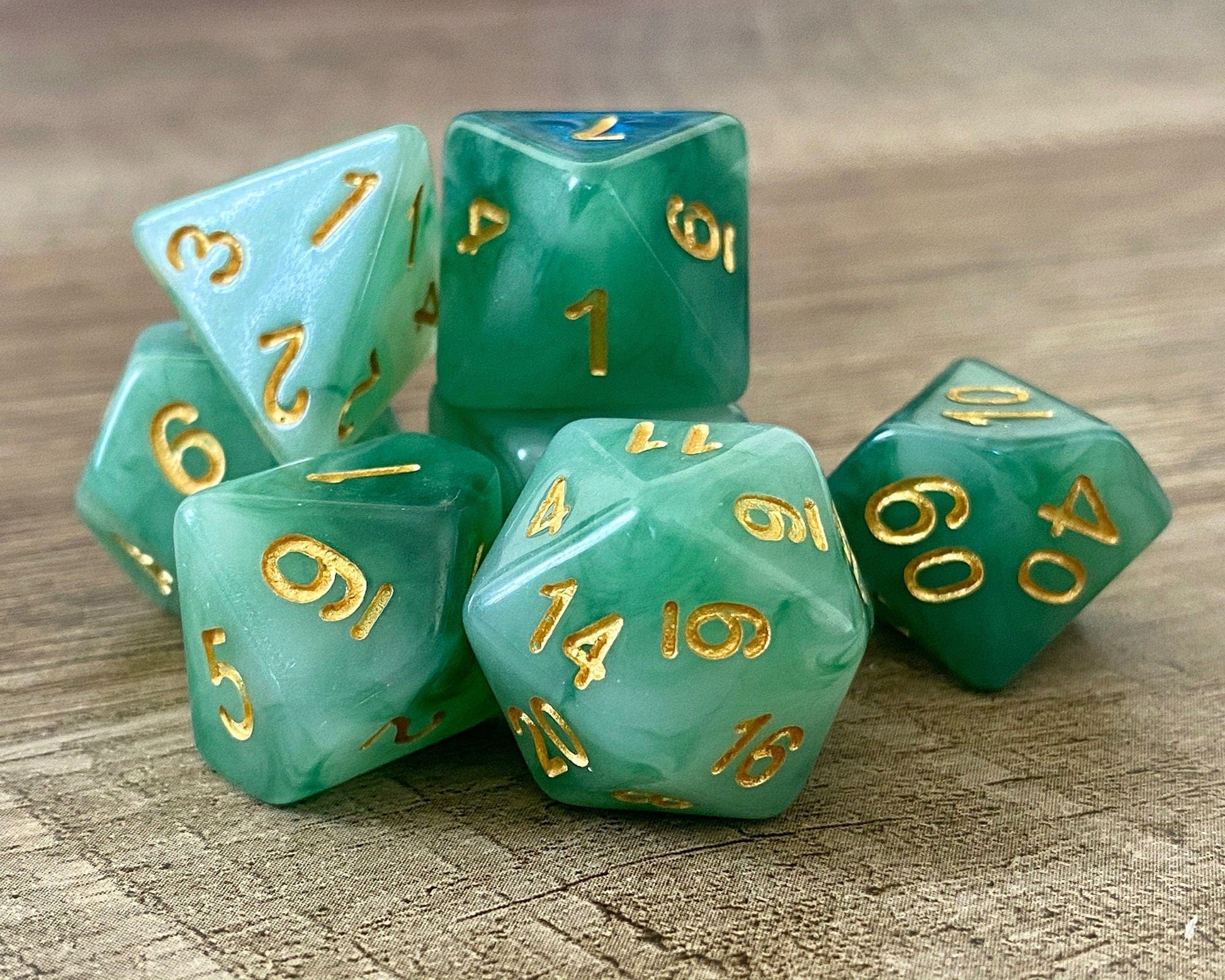 The Crooked Tavern Dice Sets Ancient Jade RPG Dice Set | Faux Jade Finish!