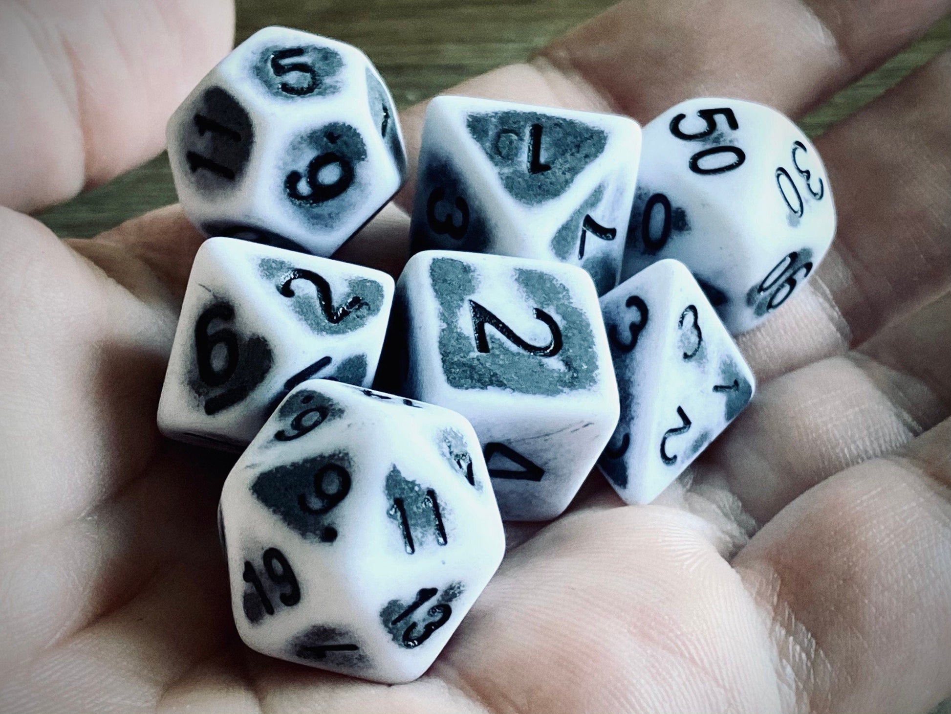 The Crooked Tavern Dice Sets Bleached Bone RPG Dice Set | Faux Bone with a Matte Finish!