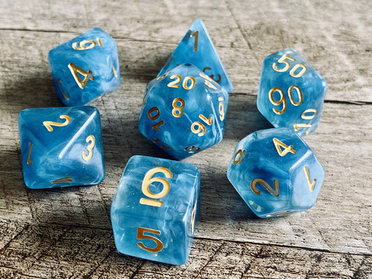 The Crooked Tavern Dice Sets Blue Jade RPG Polyhedral Dice Set | Faux Blue Jade Finish!