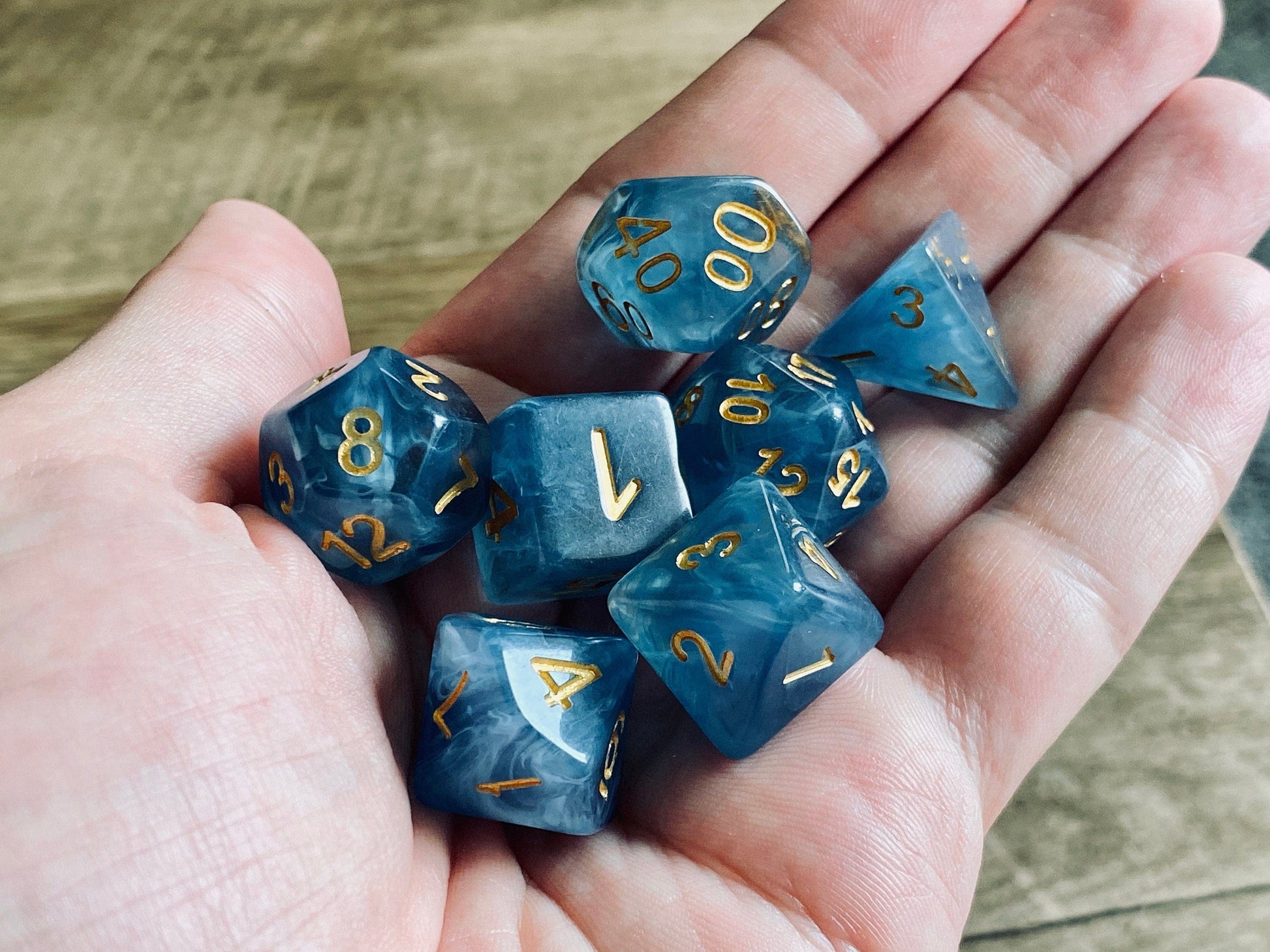 The Crooked Tavern Dice Sets Blue Jade RPG Polyhedral Dice Set | Faux Blue Jade Finish!