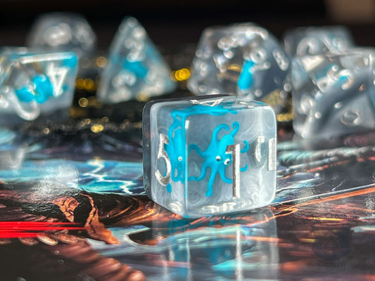 The Crooked Tavern Dice Sets Blue Octopus RPG Dice Set | An Octopus in every die!