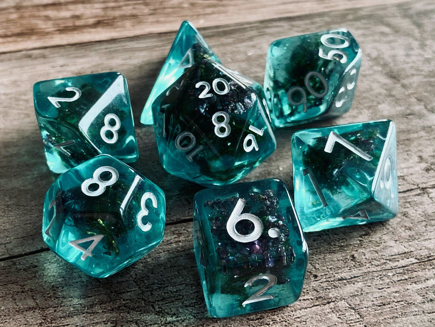 The Crooked Tavern Dice Sets Dark Depths RPG Dice Set | Blue Resin with Dark Sea Moss!