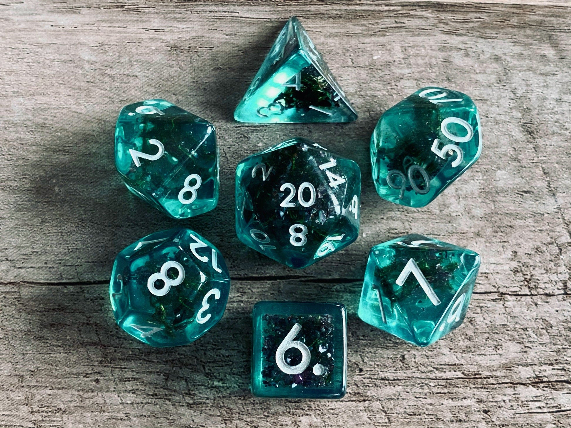 The Crooked Tavern Dice Sets Dark Depths RPG Dice Set | Blue Resin with Dark Sea Moss!