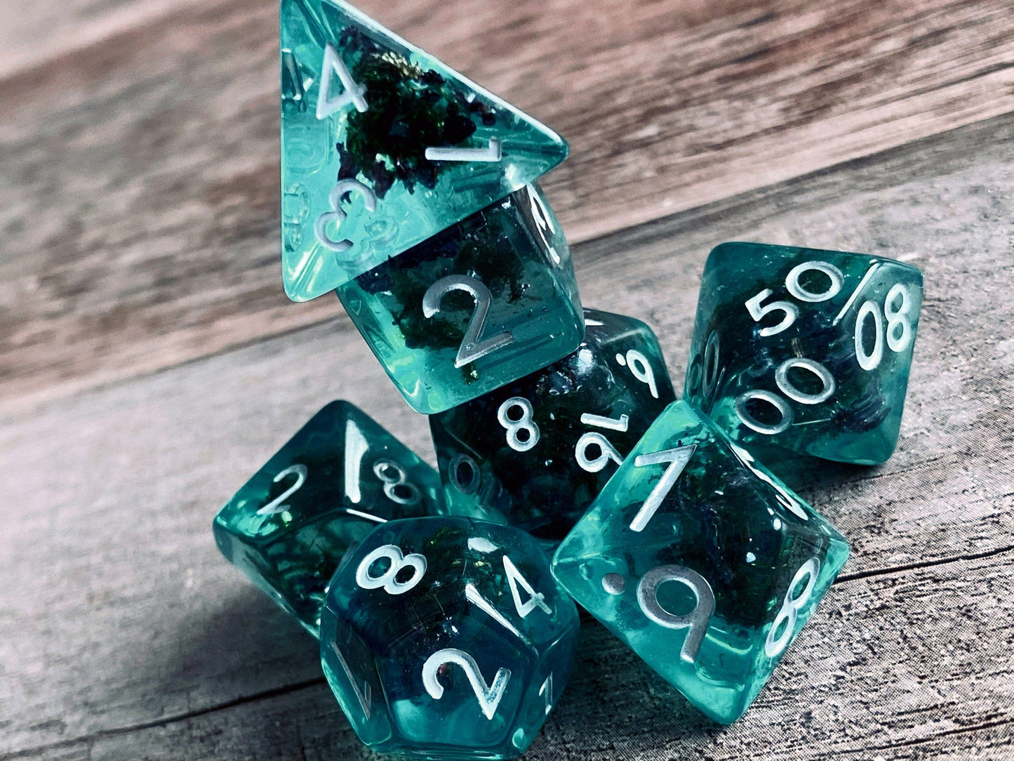 The Crooked Tavern Dice Sets Dark Depths RPG Dice Set | Blue Resin with Dark Sea Moss!