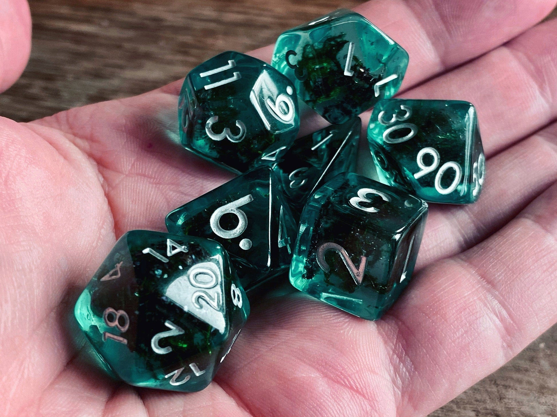 The Crooked Tavern Dice Sets Dark Depths RPG Dice Set | Blue Resin with Dark Sea Moss!