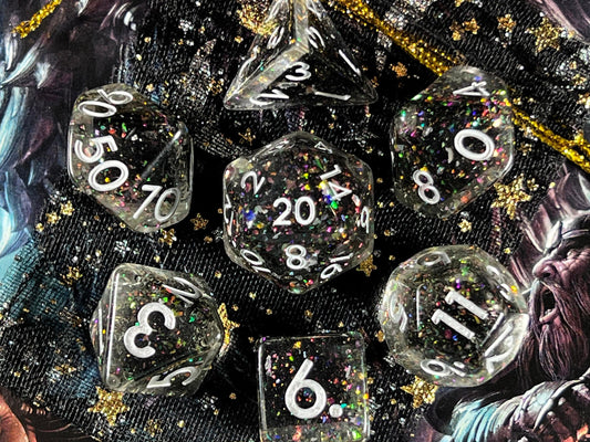 The Crooked Tavern Dice Sets Dark Matter RPG Dice Set | Colorful Black Glitter Inside!
