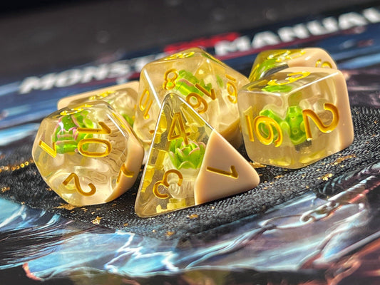 The Crooked Tavern Dice Sets Desert Succulent RPG Dice Set | A Succulent on Sand Color Resin