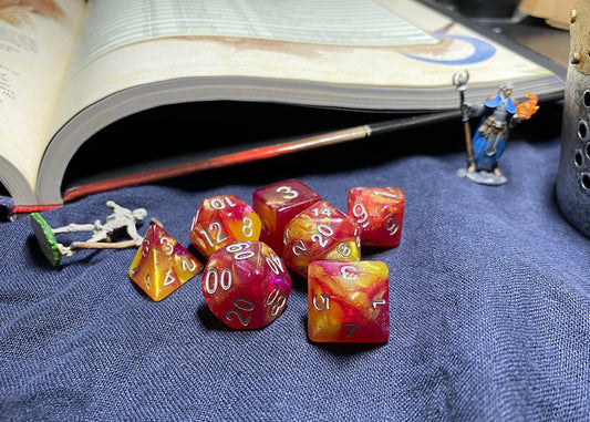 The Crooked Tavern Dice Sets Dragon Fire RPG Dice Set | Red Swirling Colors!