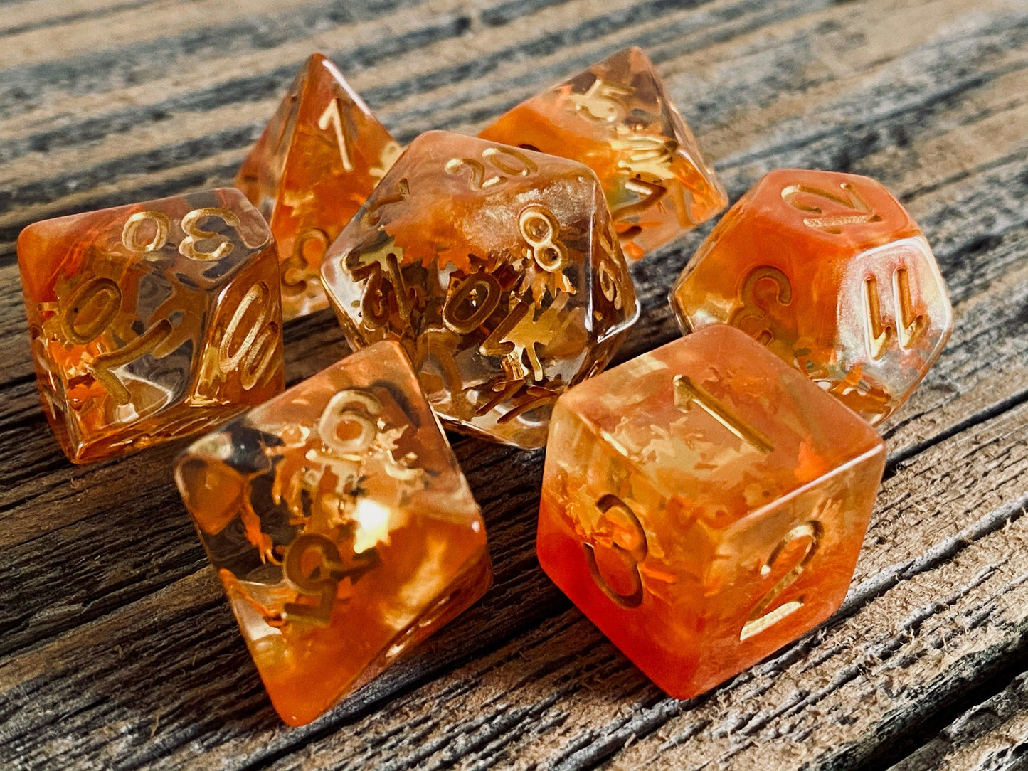The Crooked Tavern Dice Sets Fall Leaves RPG Dice Set | Falling Leaves Inside!