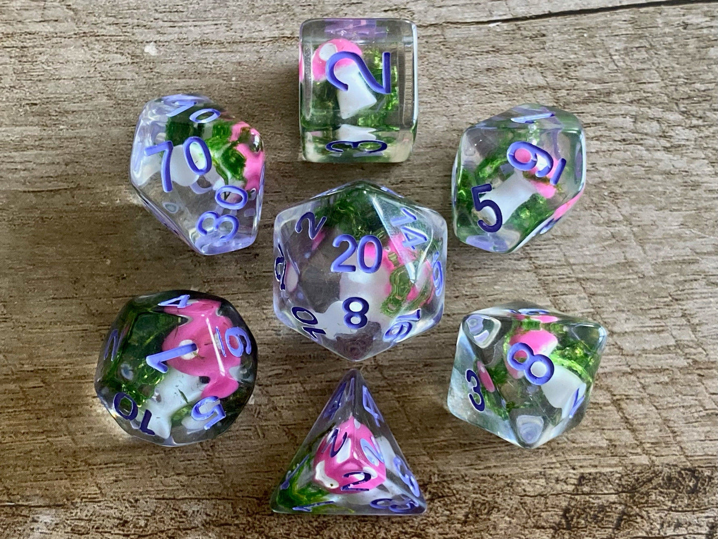 The Crooked Tavern Dice Sets Forest Shroom RPG Dice Set | A shroom and moss in every die!