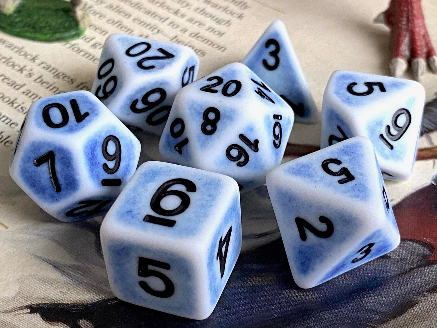The Crooked Tavern Dice Sets Frost Bone RPG Dice Set | Blue Frosty Faux Bone with a Matte Finish!