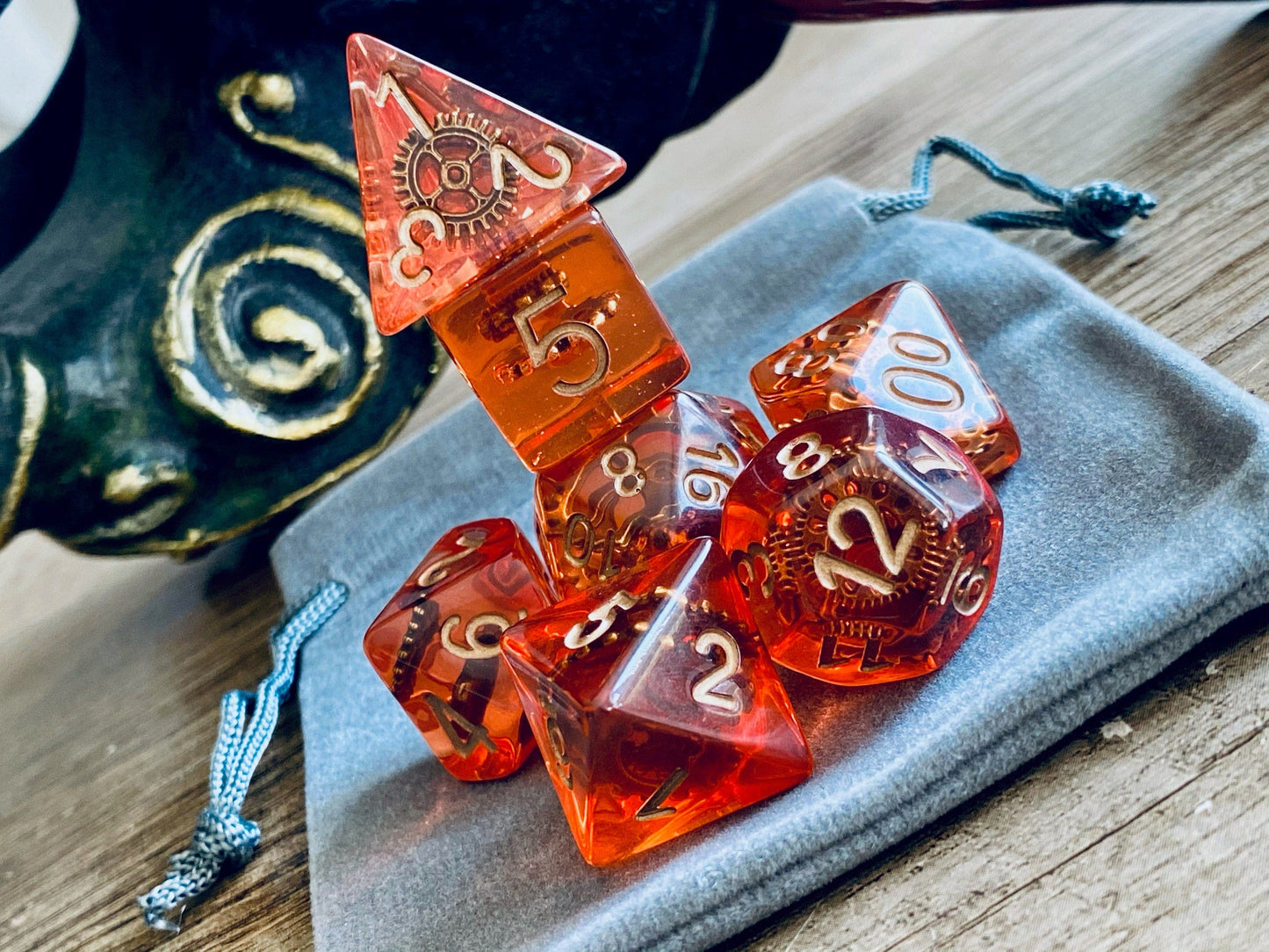 The Crooked Tavern Dice Sets Gear Punk RPG Dice Set | Tiny Steampunk Gears Inside!