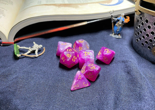 The Crooked Tavern Dice Sets Glitter Charm RPG Dice Set | Sparkling Pink Dice!