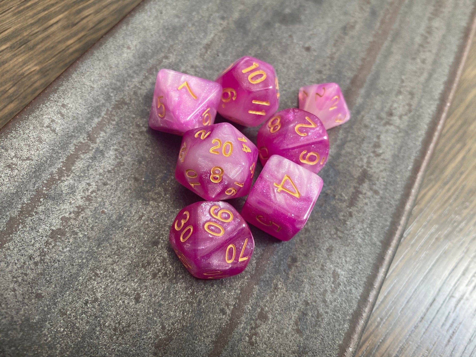 The Crooked Tavern Dice Sets Glitter Charm RPG Dice Set | Sparkling Pink Dice!