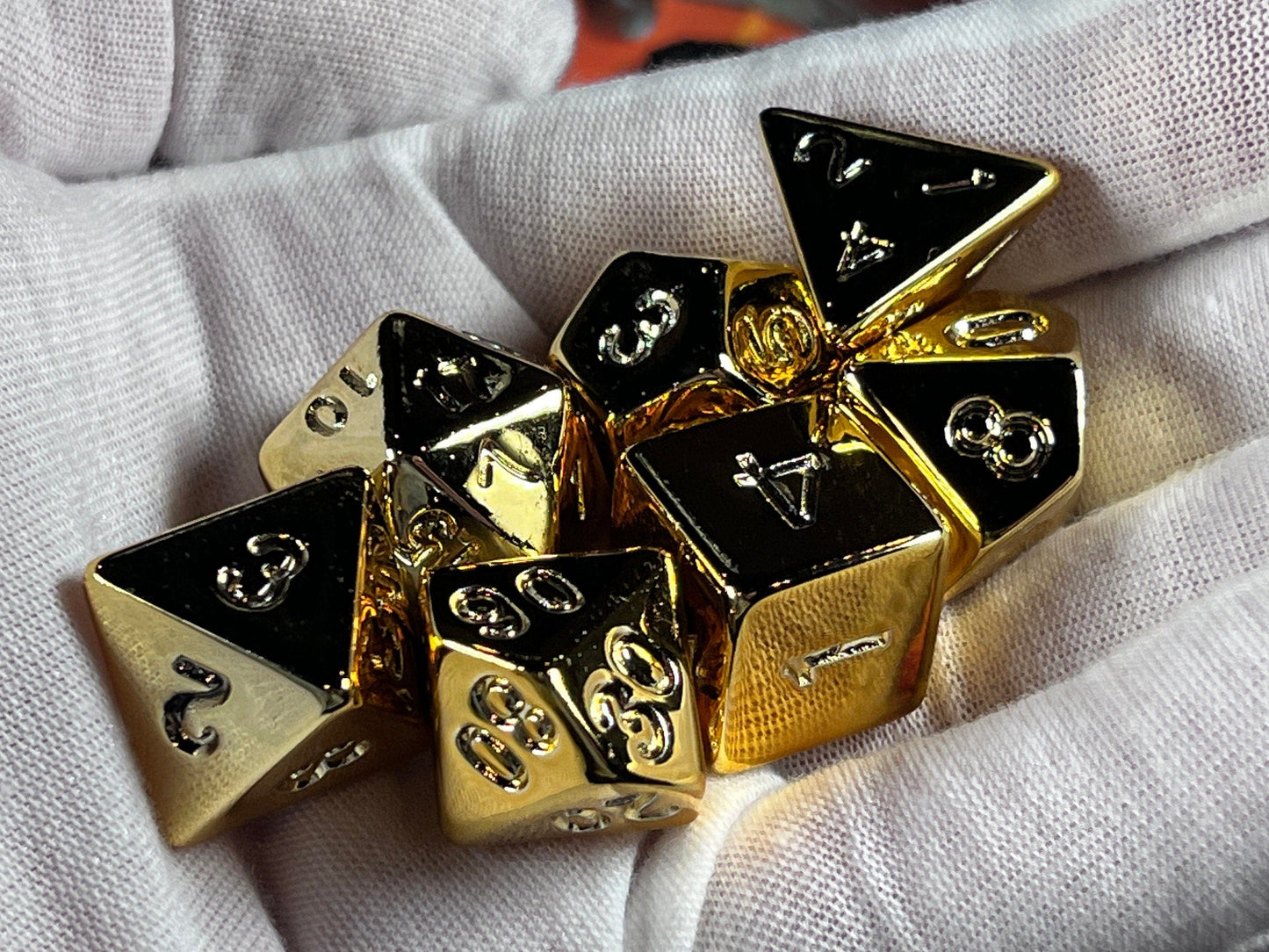 The Crooked Tavern Dice Sets Gold Chrome RPG Dice Set | Gold Electroplate Acrylic Dice Set