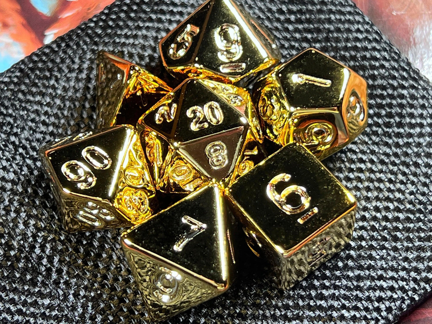 The Crooked Tavern Dice Sets Gold Chrome RPG Dice Set | Gold Electroplate Acrylic Dice Set