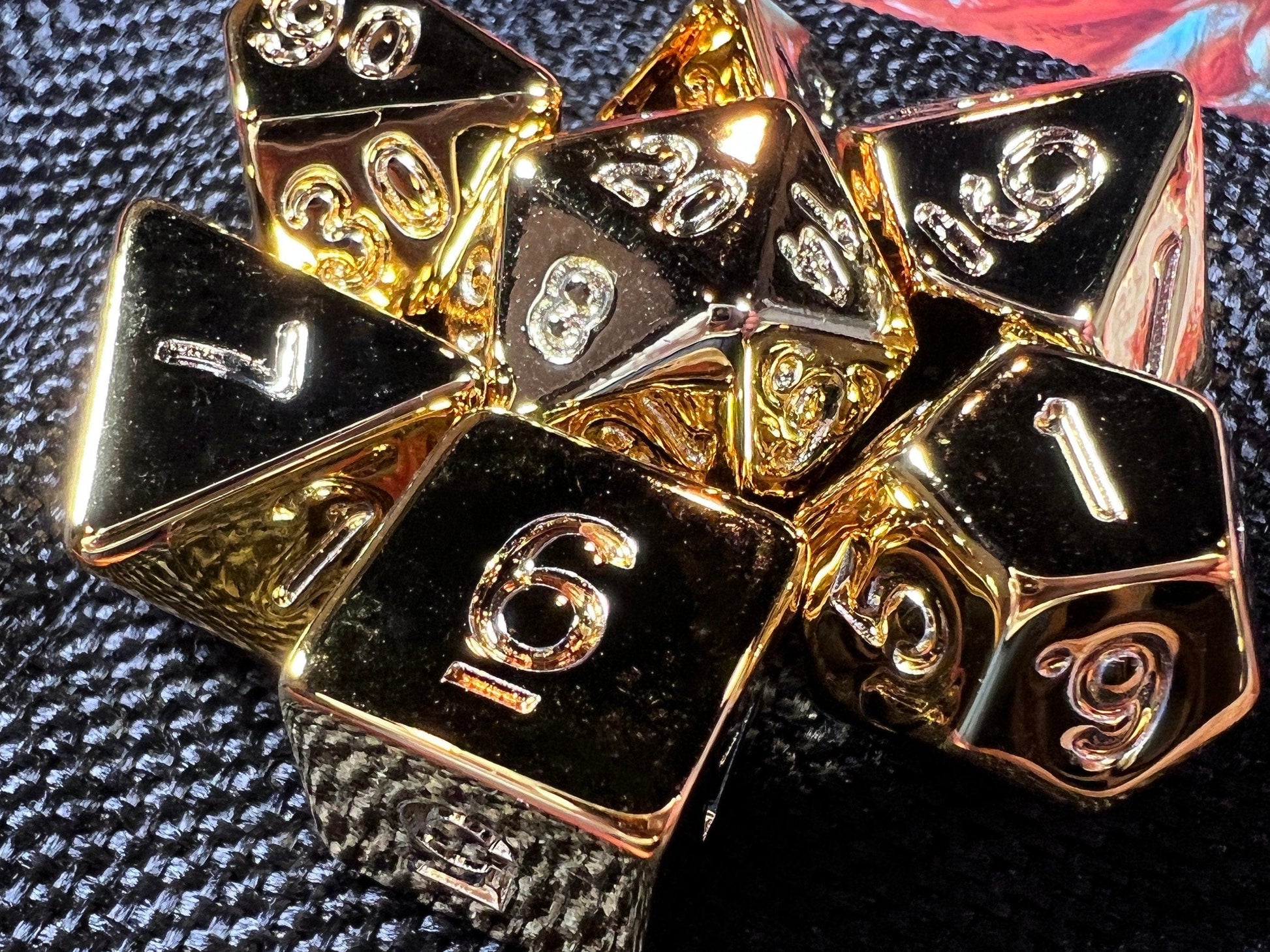 The Crooked Tavern Dice Sets Gold Chrome RPG Dice Set | Gold Electroplate Acrylic Dice Set