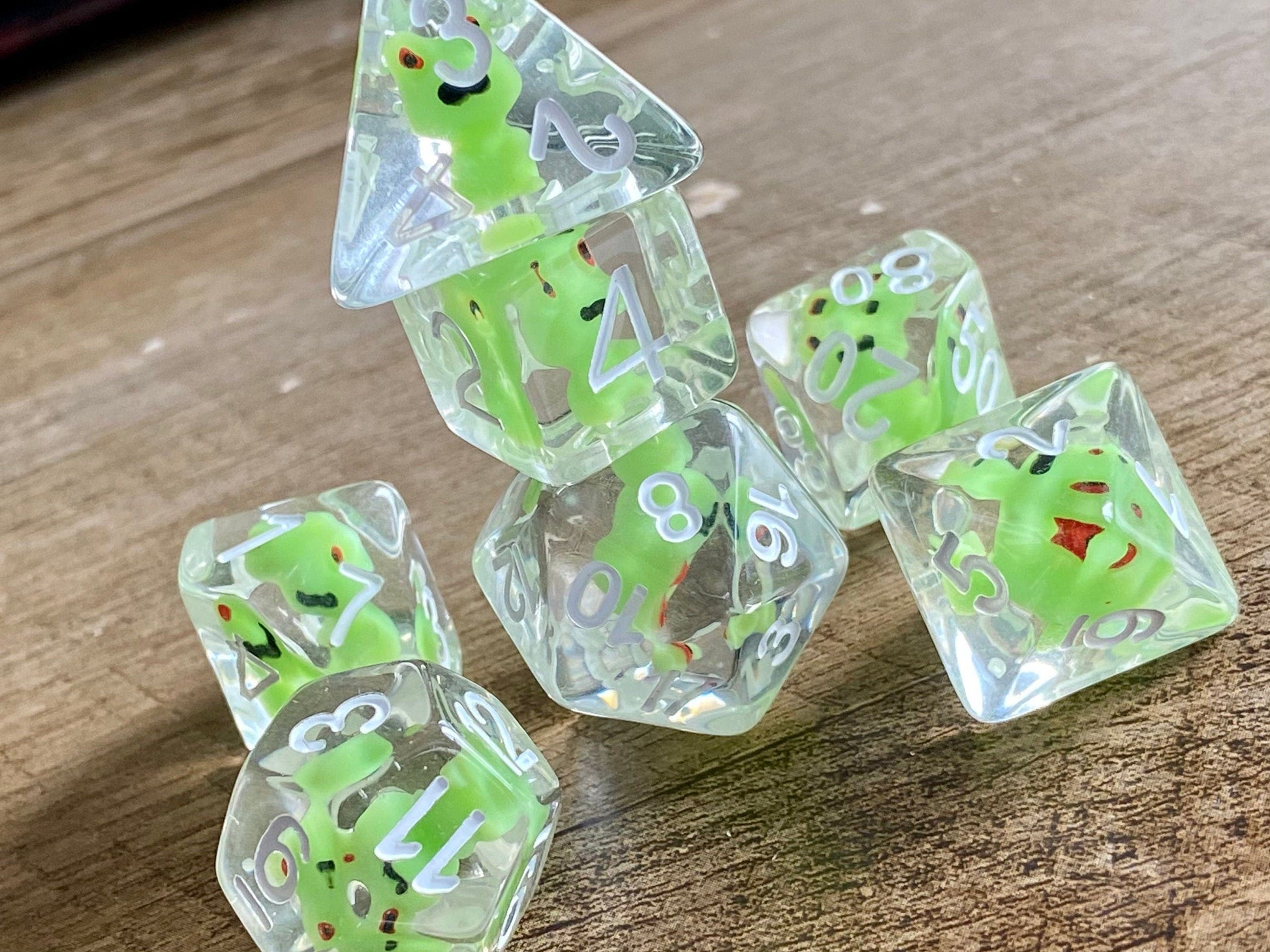 The Crooked Tavern Dice Sets Green Frog RPG Dice Set | A Green Frog Inside Every Die!