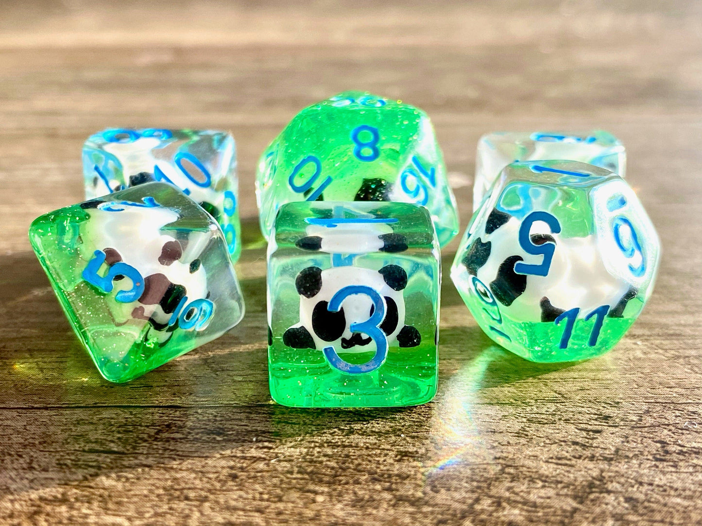 The Crooked Tavern Dice Sets Little Panda RPG Dice Set | Little Cute Panda Bear Inside! (Not in D4)