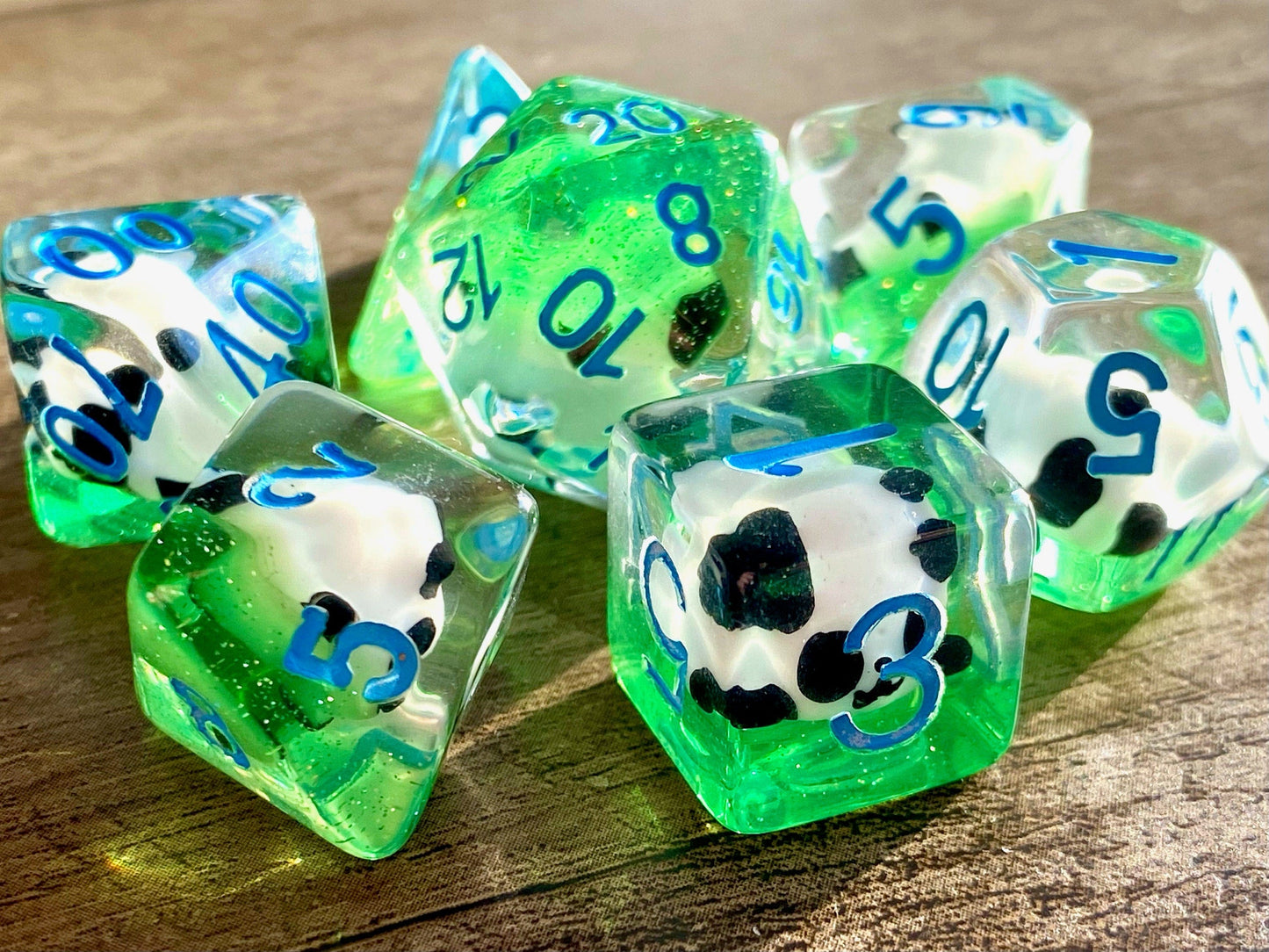 The Crooked Tavern Dice Sets Little Panda RPG Dice Set | Little Cute Panda Bear Inside! (Not in D4)