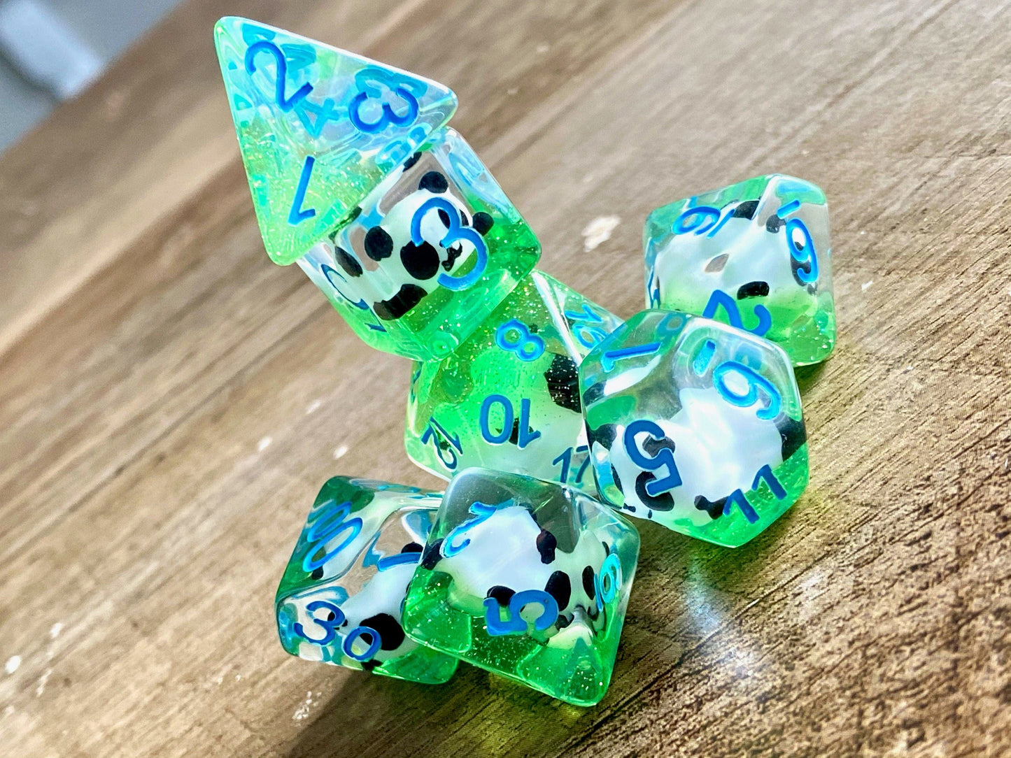 The Crooked Tavern Dice Sets Little Panda RPG Dice Set | Little Cute Panda Bear Inside! (Not in D4)