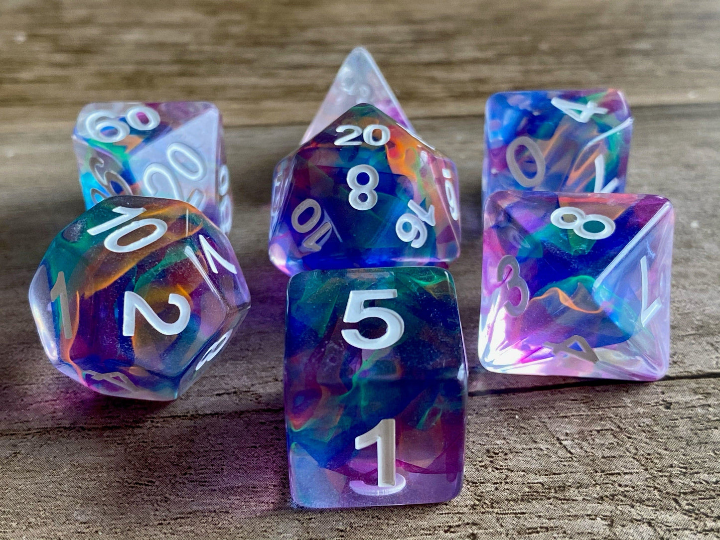 The Crooked Tavern Dice Sets Night Song RPG Dice Set | Resin Swimming with Magical Colors!