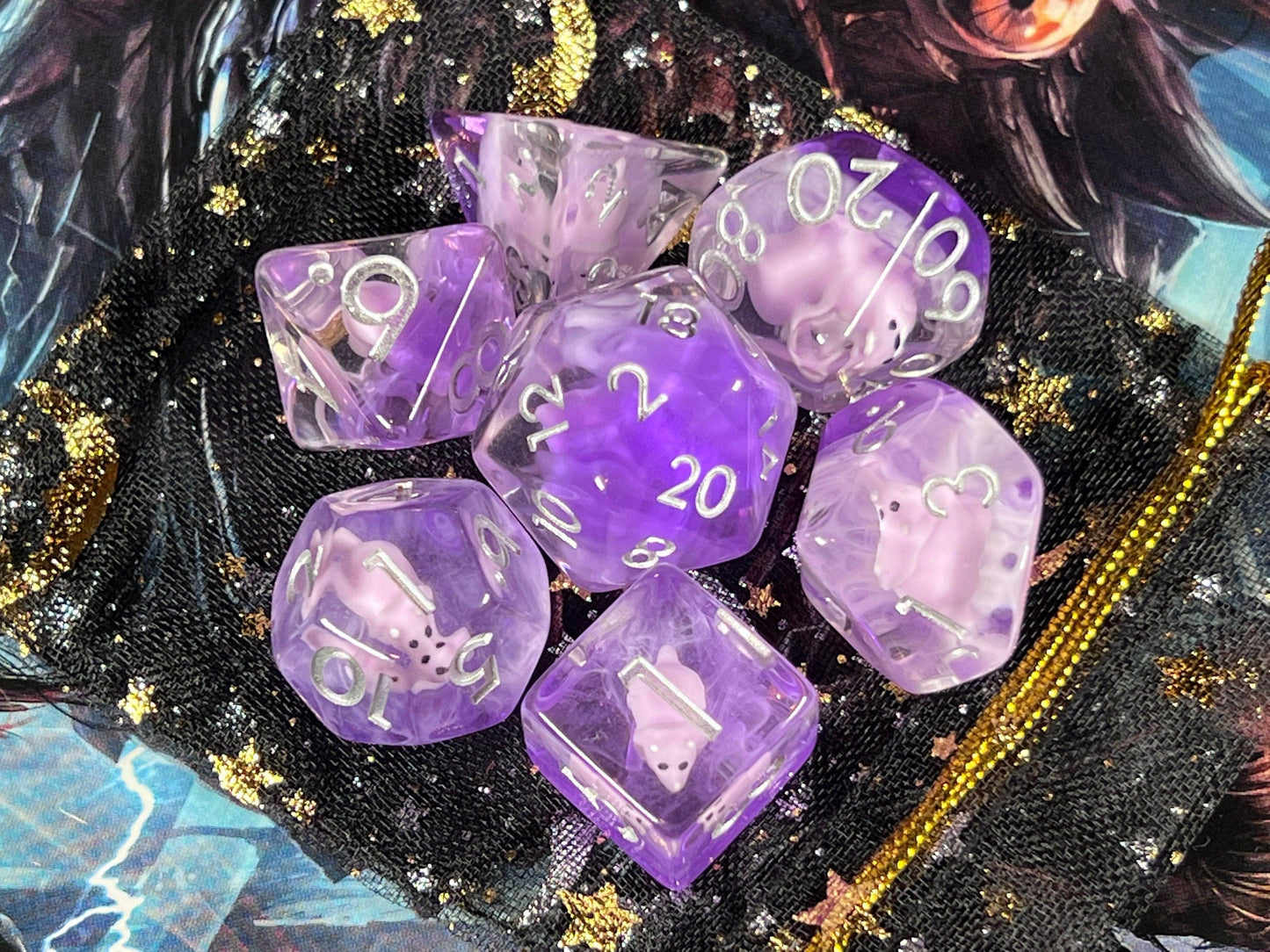 The Crooked Tavern Dice Sets Pink Baby Dinosaur RPG Dice Set | Cute Baby Triceratops Inside!