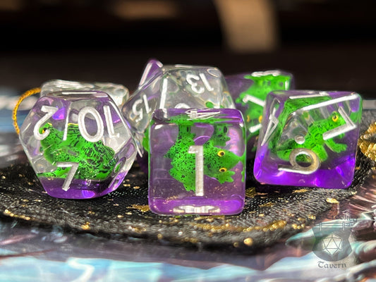 The Crooked Tavern Dice Sets Poison Frog RPG Dice Set | A Green Frog Inside Every Die!