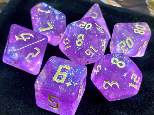 The Crooked Tavern Dice Sets Portal RPG Dice Set | Purple Iridescent Sparkle Dice!