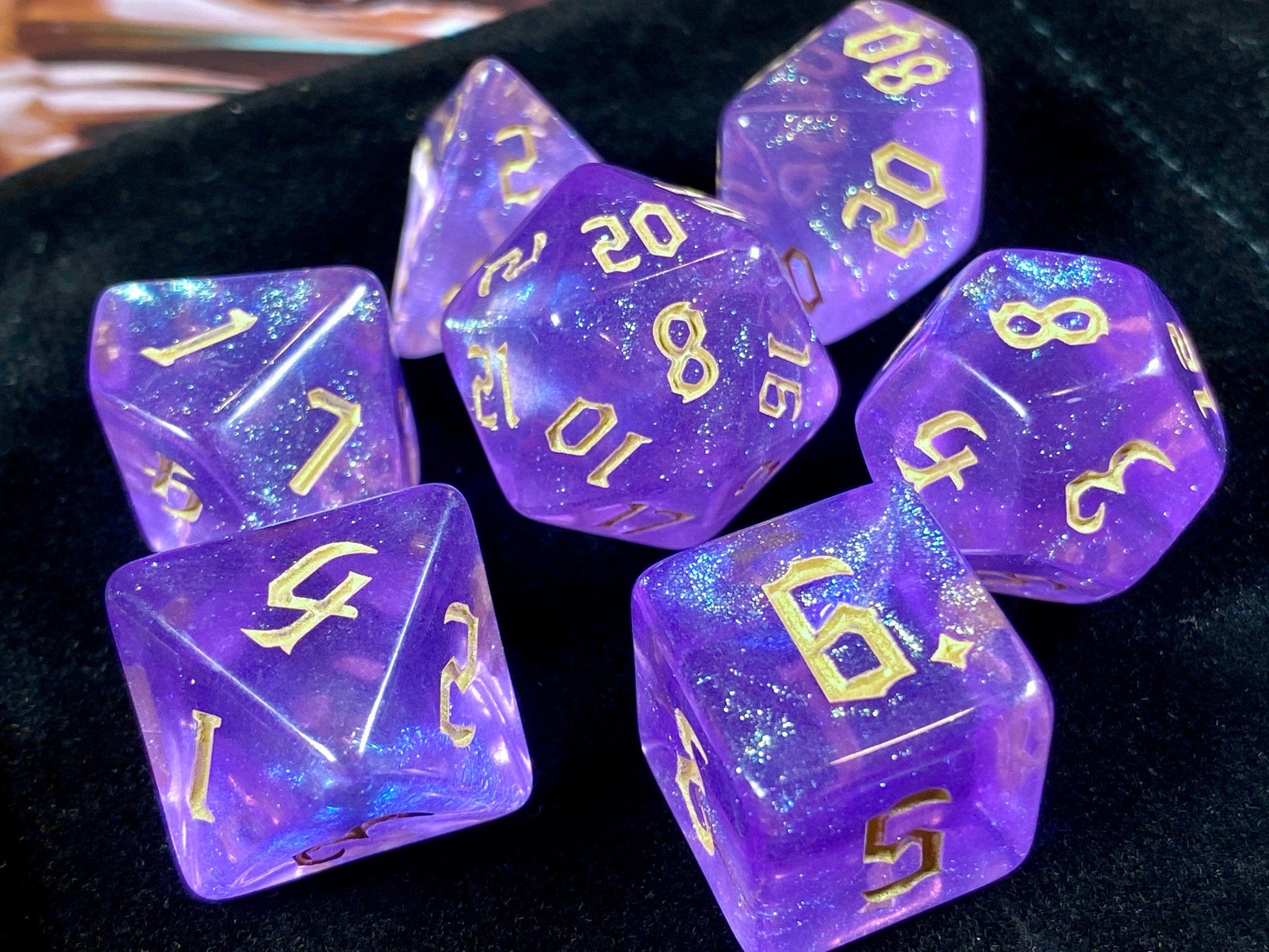 The Crooked Tavern Dice Sets Portal RPG Dice Set | Purple Iridescent Sparkle Dice!