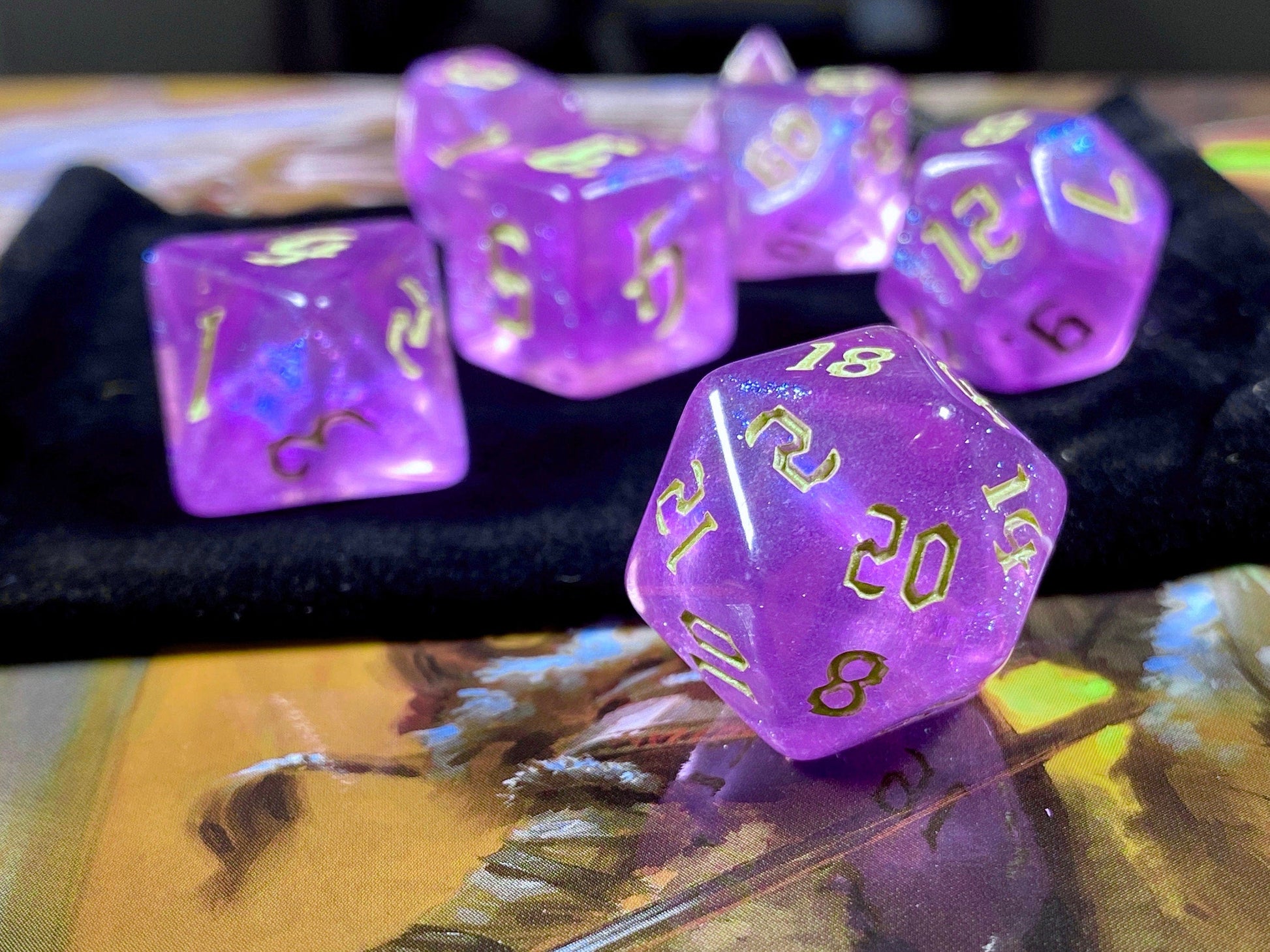 The Crooked Tavern Dice Sets Portal RPG Dice Set | Purple Iridescent Sparkle Dice!