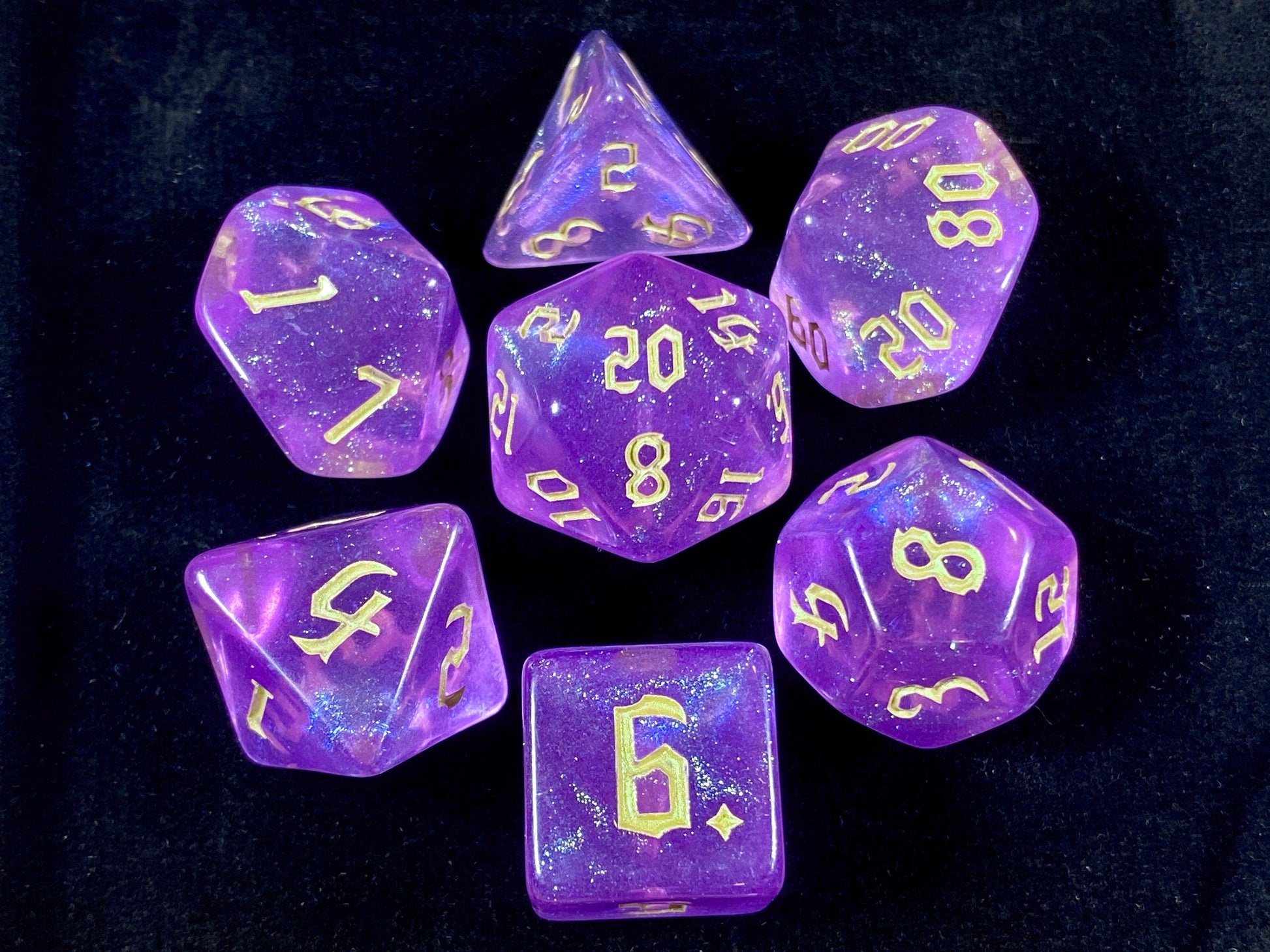 The Crooked Tavern Dice Sets Portal RPG Dice Set | Purple Iridescent Sparkle Dice!