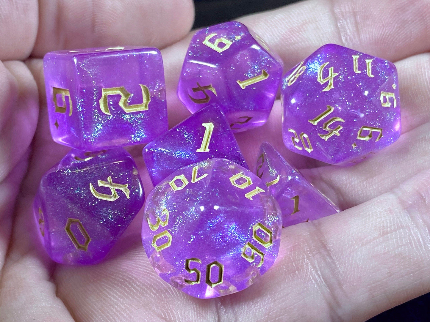 The Crooked Tavern Dice Sets Portal RPG Dice Set | Purple Iridescent Sparkle Dice!