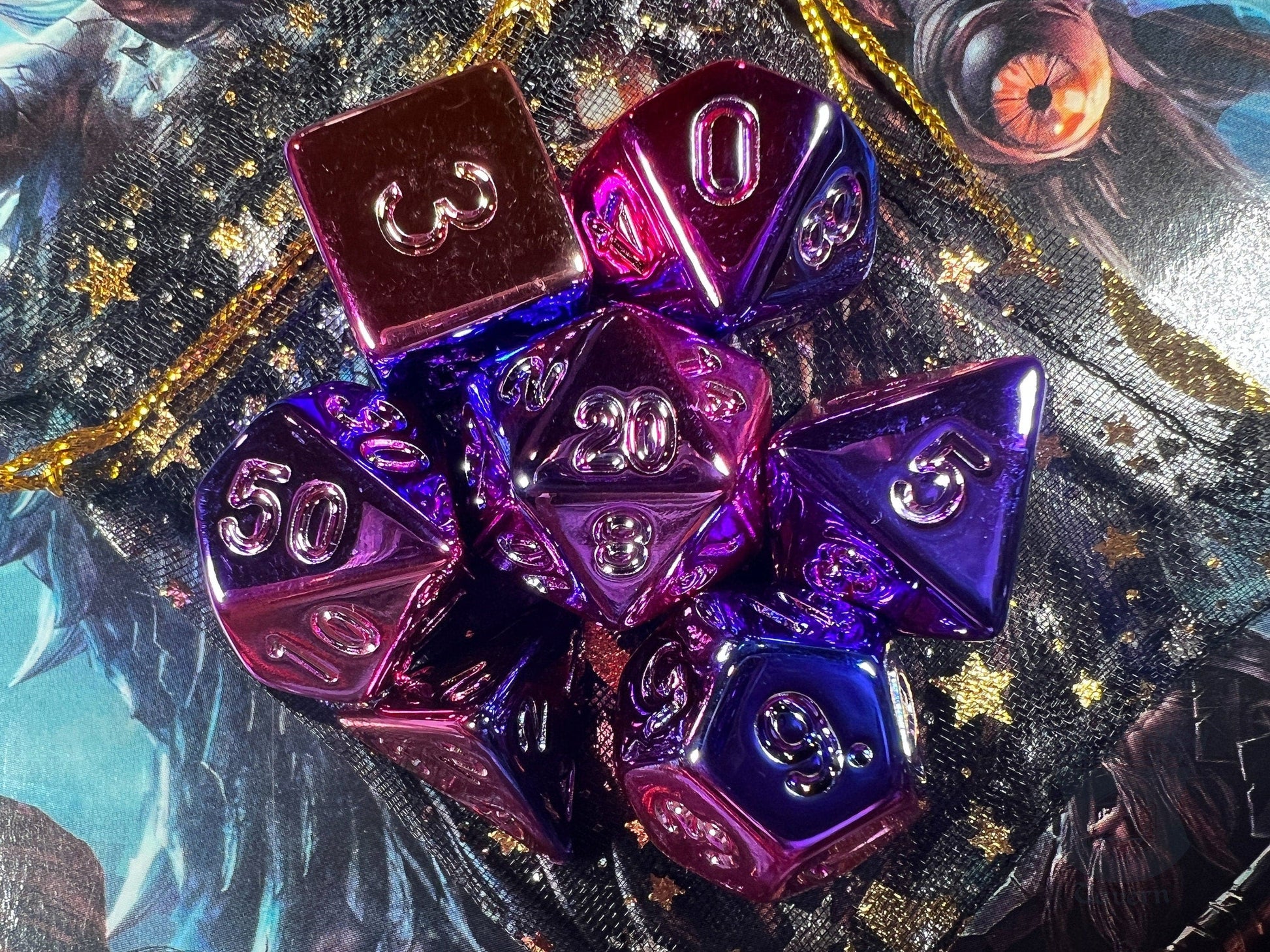 The Crooked Tavern Dice Sets Purple Chrome RPG Dice Set | Purple Electroplate Acrylic Dice Set