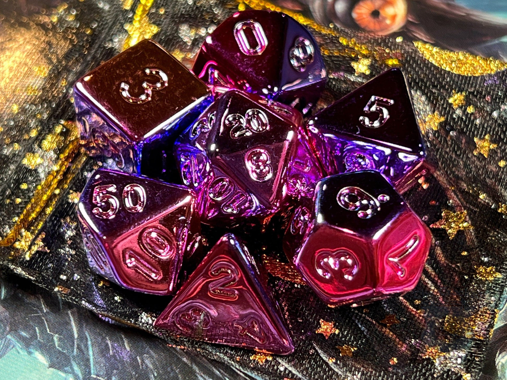 The Crooked Tavern Dice Sets Purple Chrome RPG Dice Set | Purple Electroplate Acrylic Dice Set