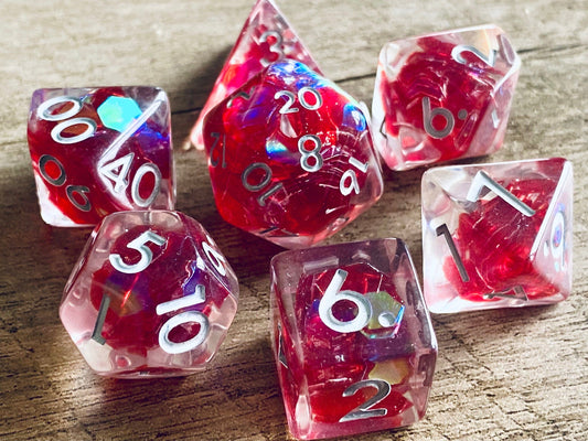 The Crooked Tavern Dice Sets Red Dragon Scales RPG Dice Set | Shimmering Scales Inside!