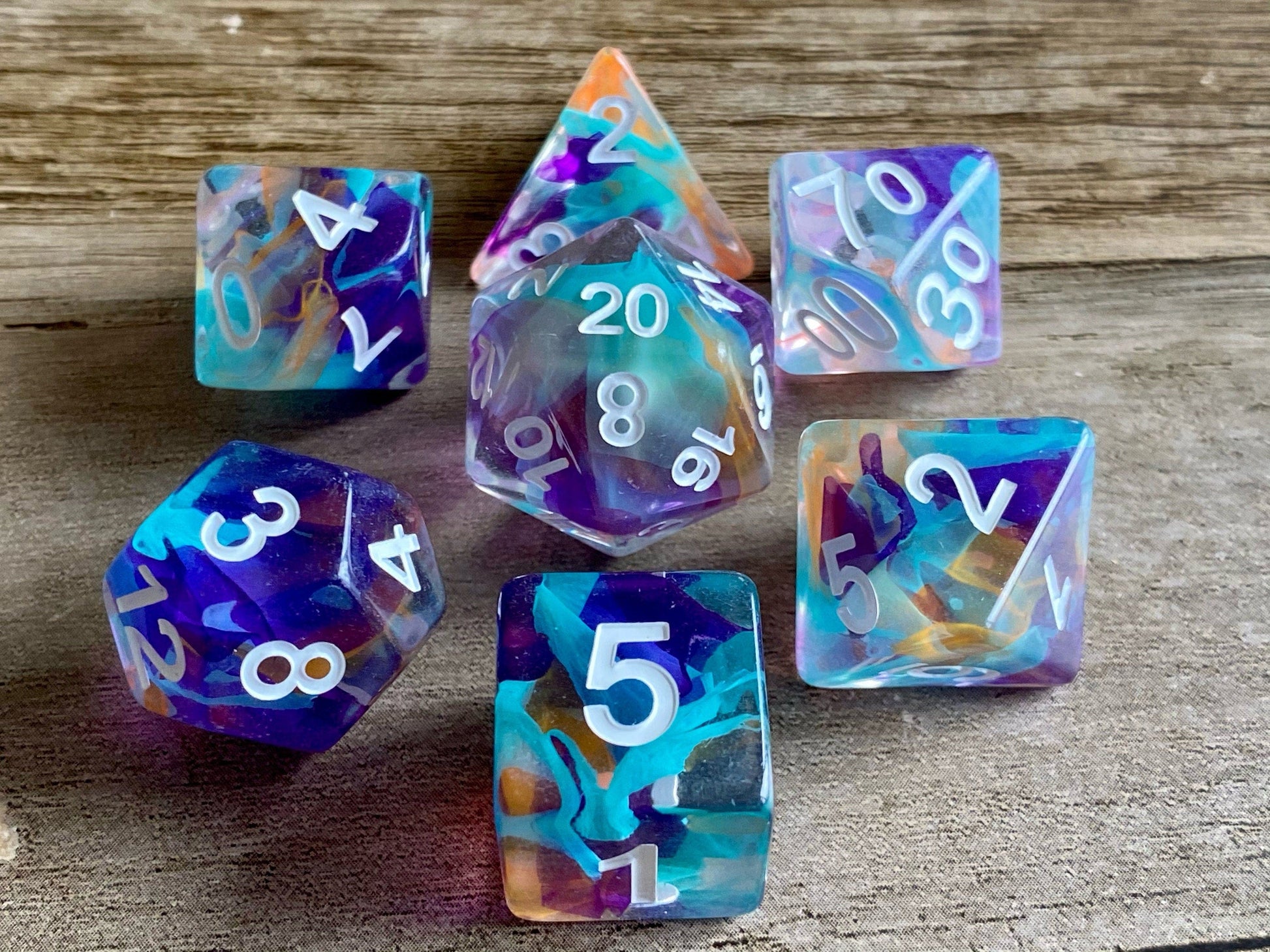 The Crooked Tavern Dice Sets Siren Song RPG Dice Set | Resin Swimming with Magical Colors!