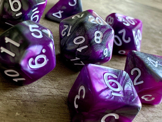 The Crooked Tavern Dice Sets Subtle Arts RPG Dice Set | Grey and Purple Sneaky Looking Dice!