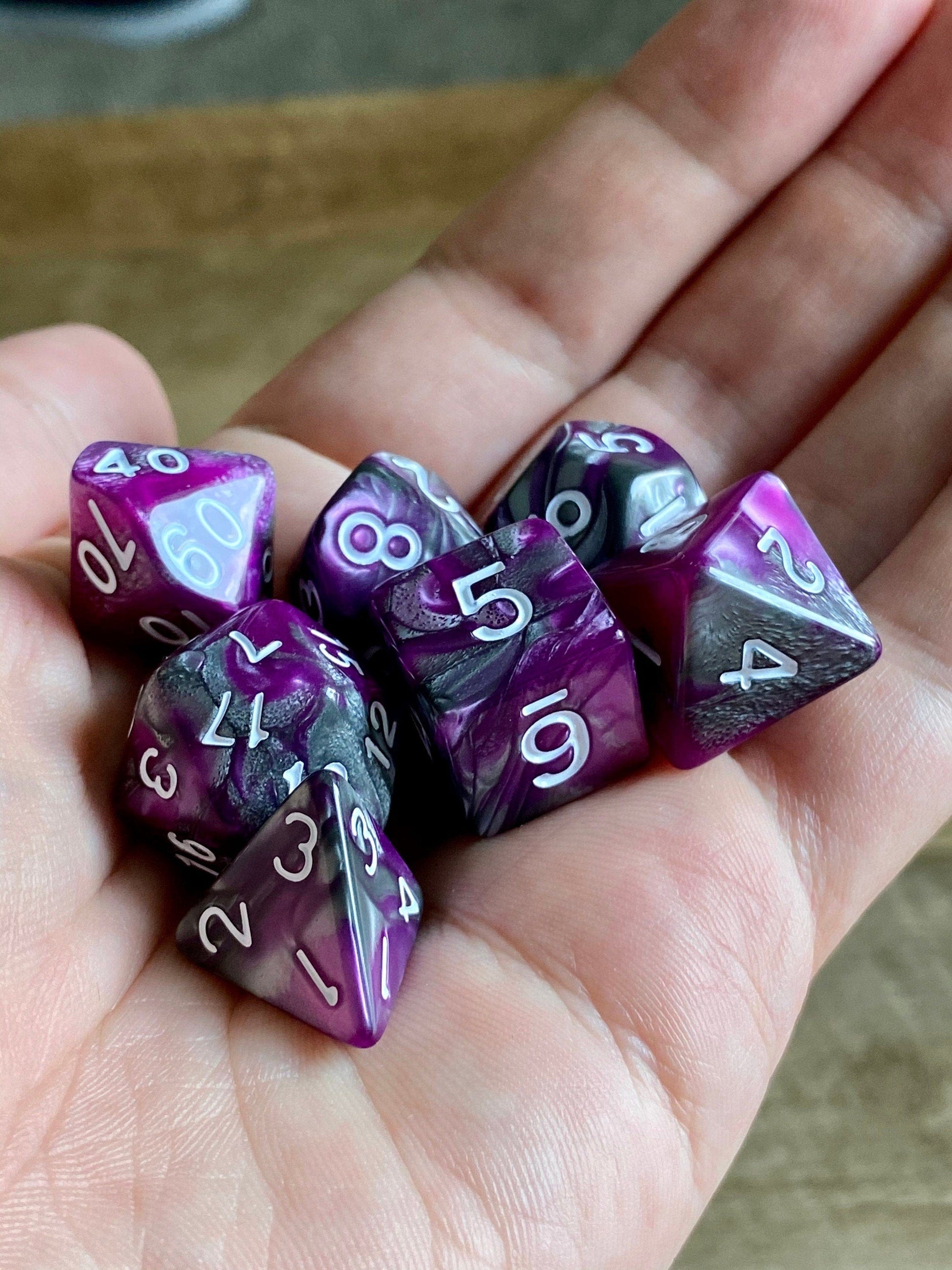 The Crooked Tavern Dice Sets Subtle Arts RPG Dice Set | Grey and Purple Sneaky Looking Dice!
