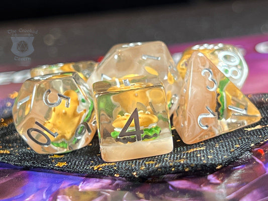 The Crooked Tavern Dice Sets Summer Burger DnD Dice Set for Dungeons and Dragons | D20 TTRPG Polyhedral Dice Set | A Burger in ever die!