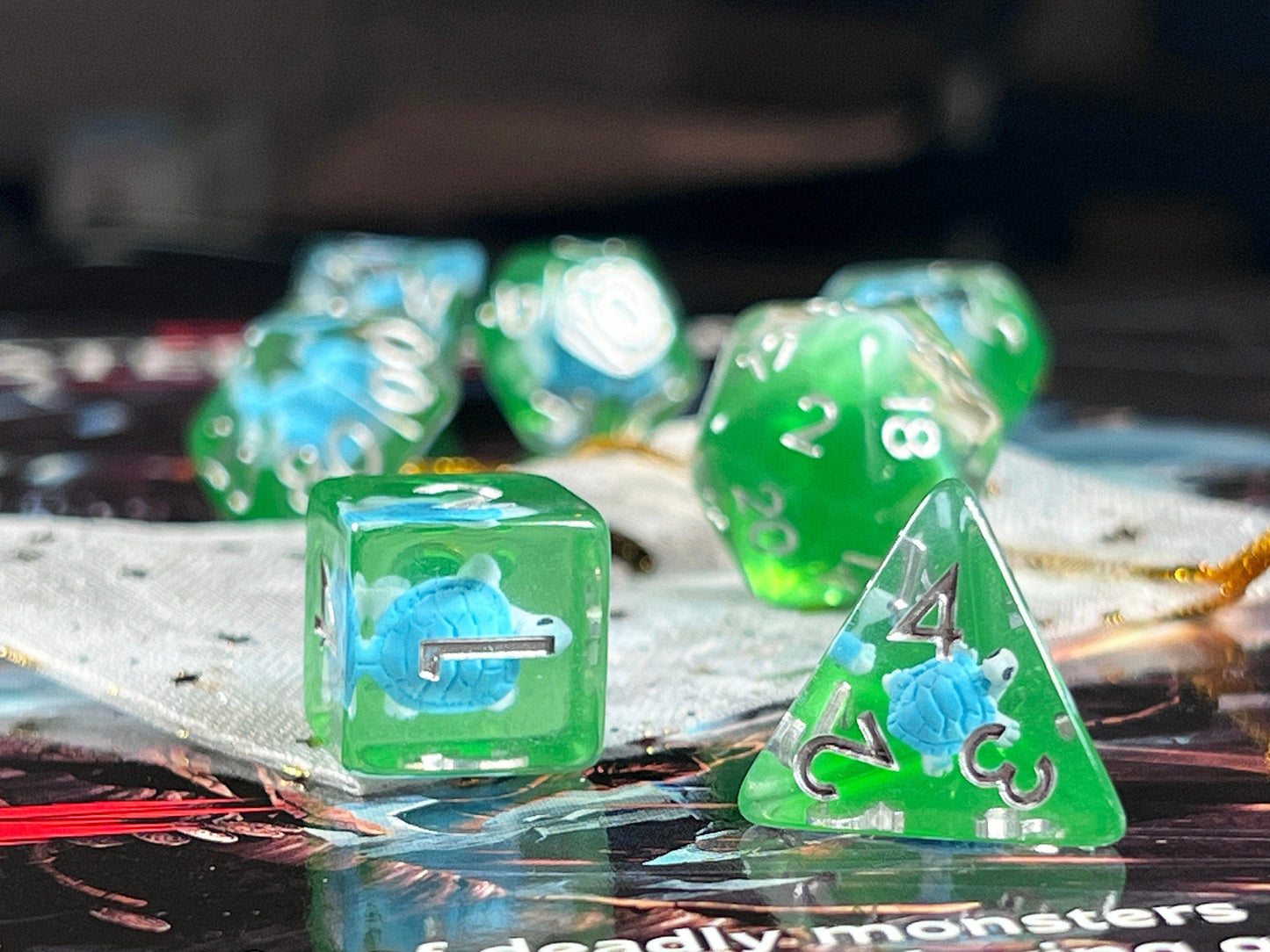 The Crooked Tavern Dice Sets Turtle RPG Dice Set | Cute Little Turtles inside!